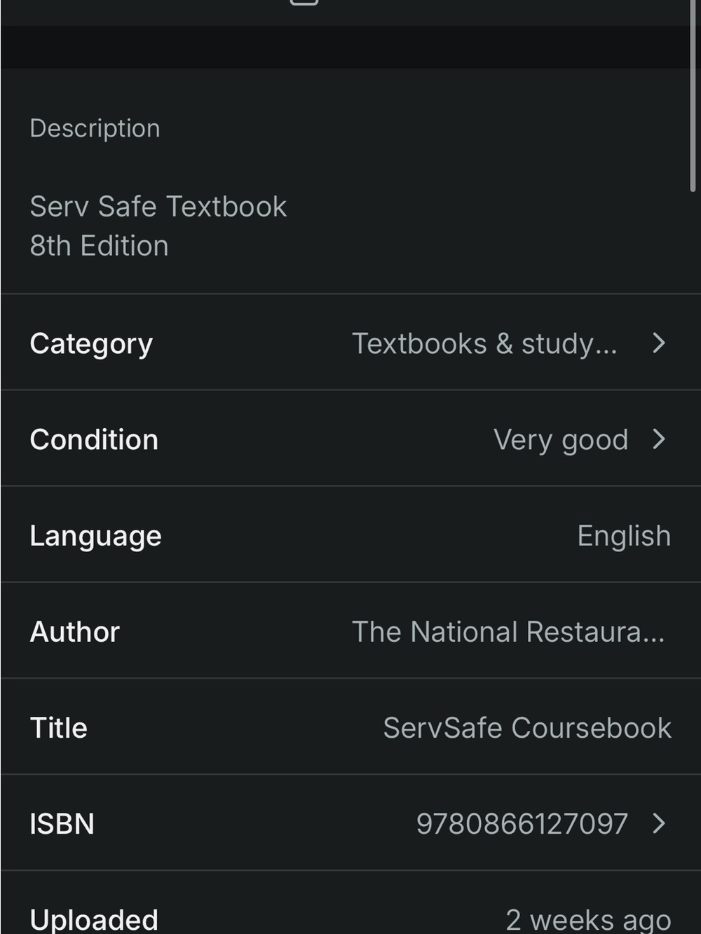 ServSafe Coursebook / Textbook - 8th Edition - Picture 5 of 5